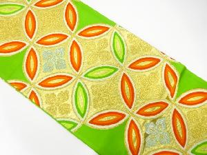 アンティーク　花七宝模様織出し袋帯（着用可）